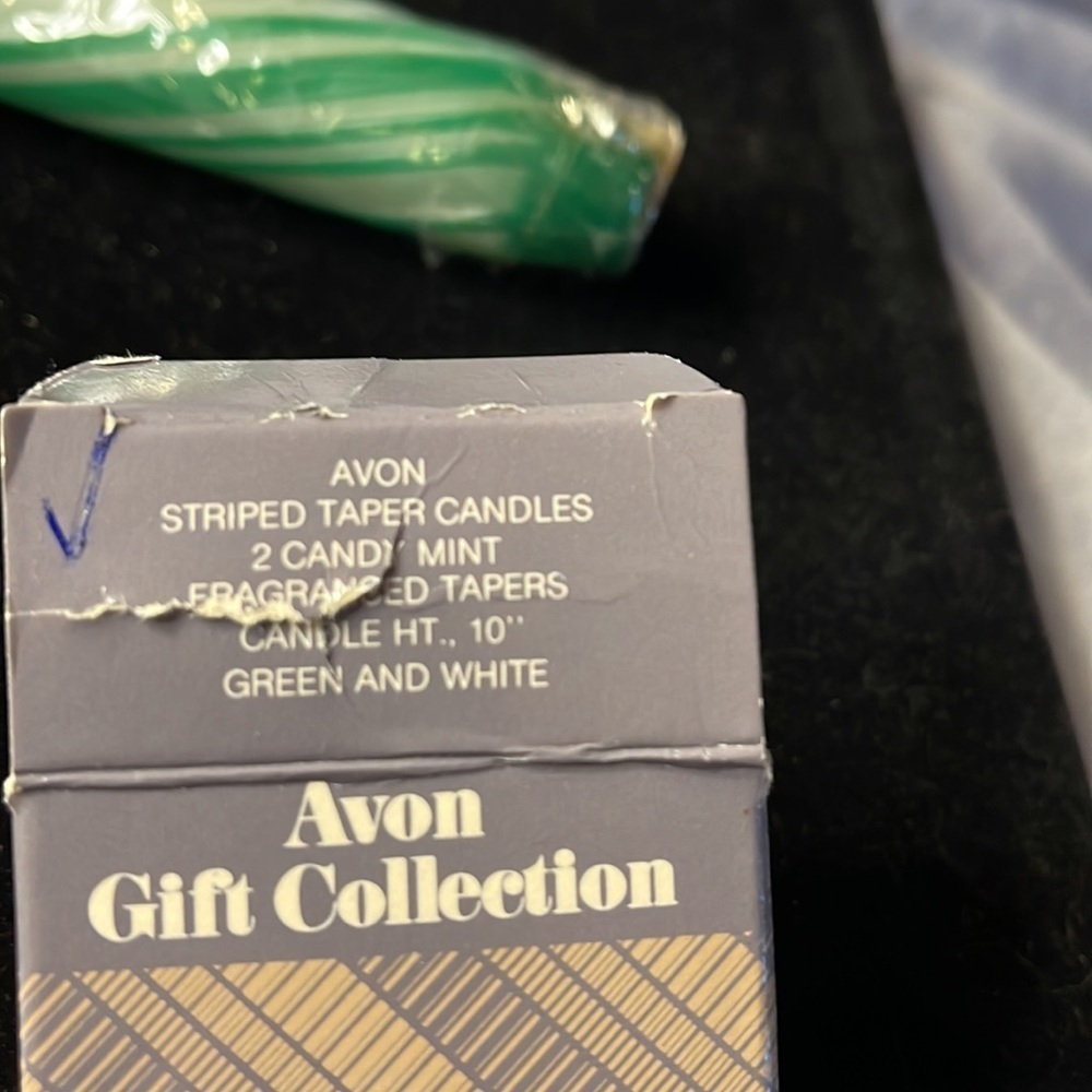 Avon Striped Taper Candles (Vtg) 2 Candy Mint Fragranced Tapers - Picture 4 of 5